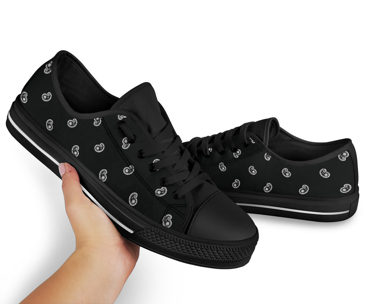 Canvas Low Top Sneakers - Black Paisley