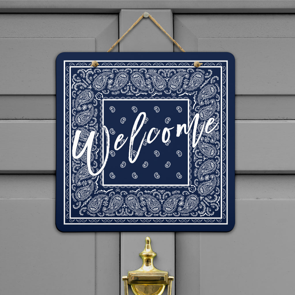 Navy Blue and White Bandana Door Signs