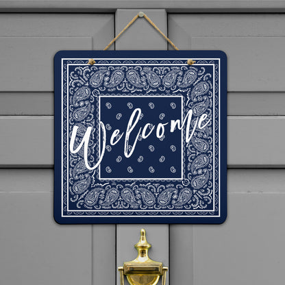 Navy Blue and White Bandana Door Signs