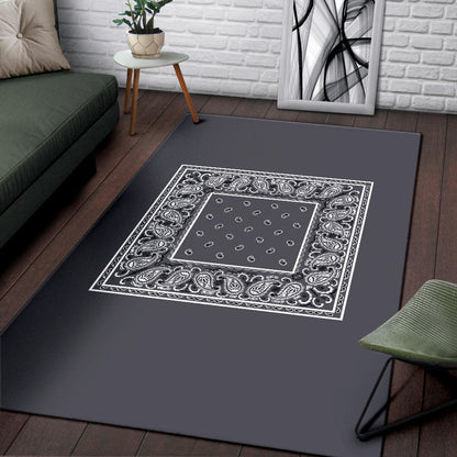 Classic Gray Bandana Area Rugs - Minimal