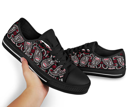 Canvas Low Top Sneakers - Bandana Style Wicked Black