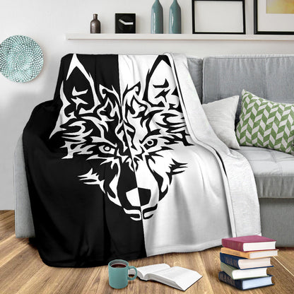 White Wolf Tribal Fleece Throw Blanket