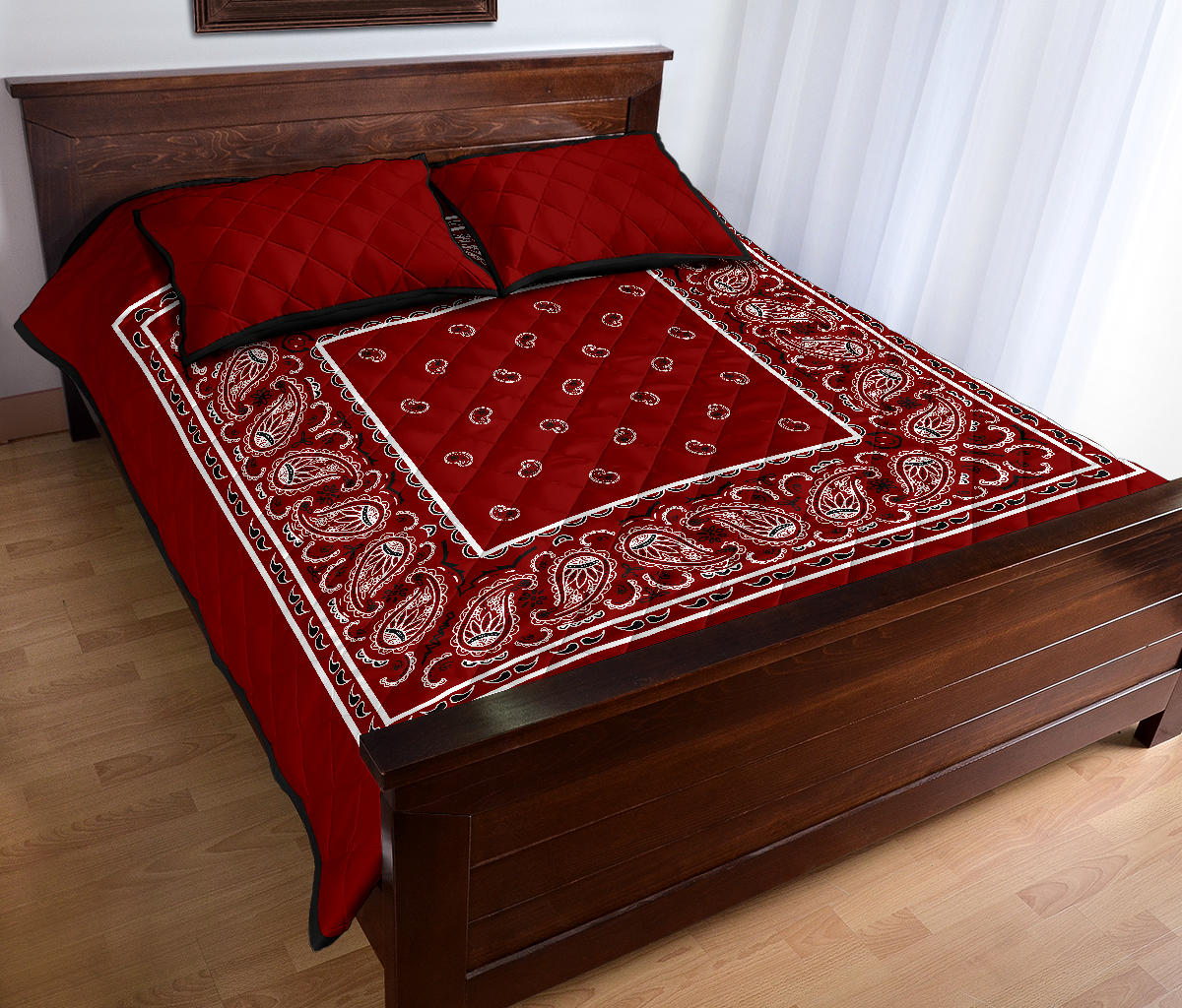 maroon red bandana quilt bedding set