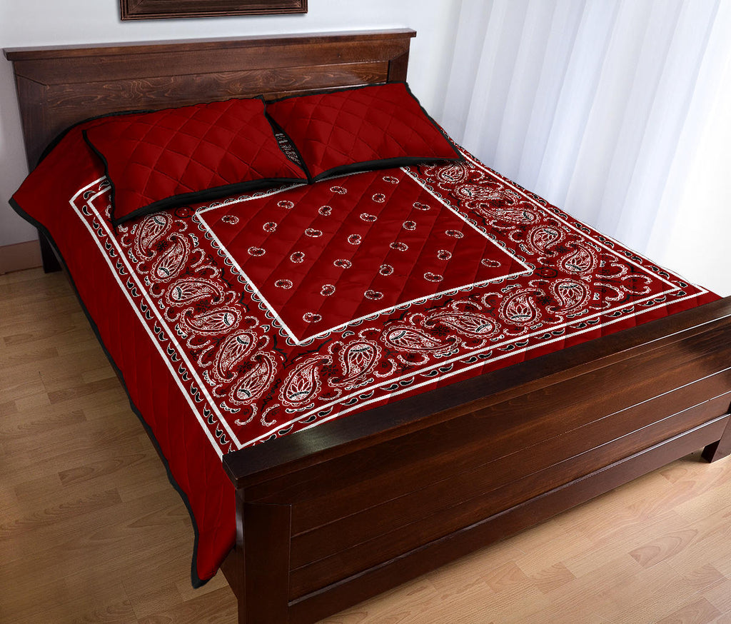 maroon red bandana quilt bedding set