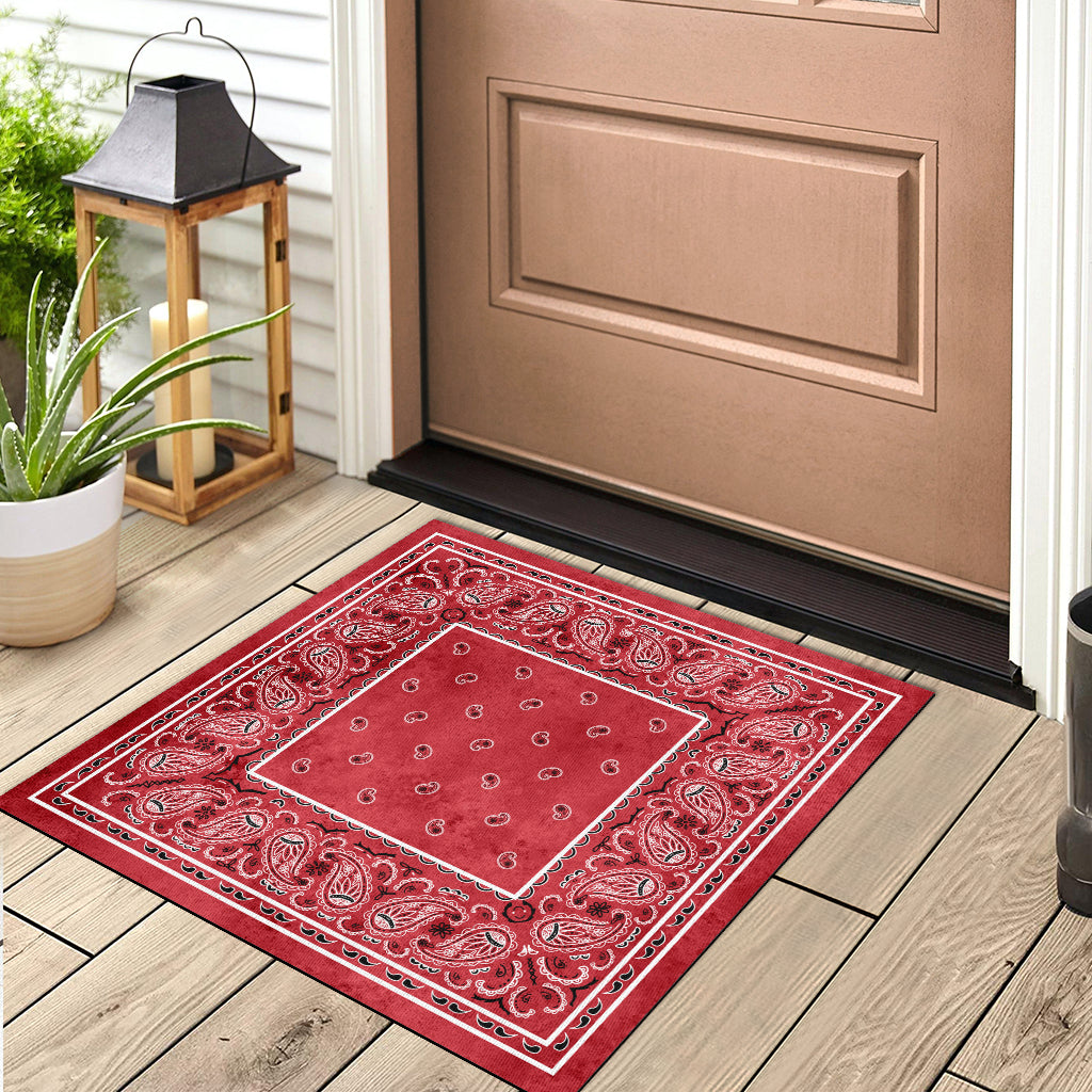 Denim Red Bandana Square Doormat