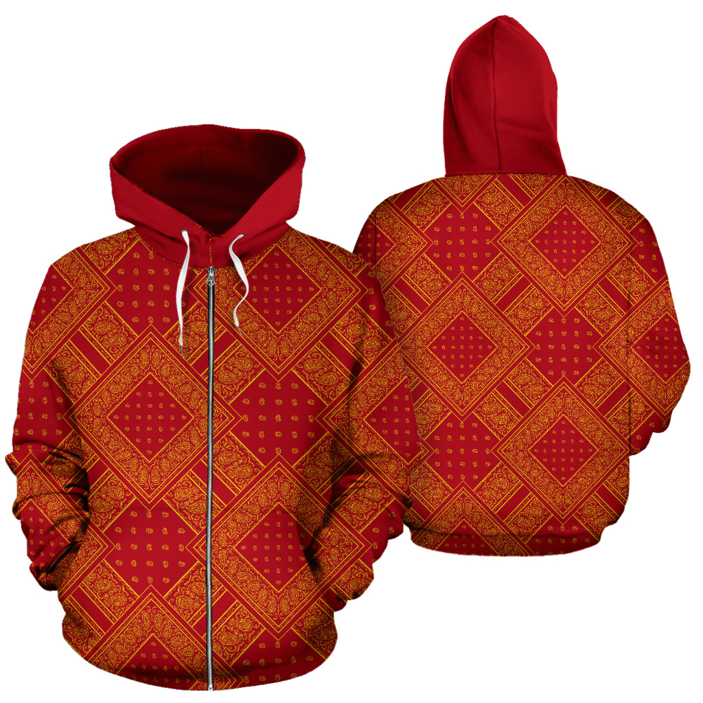 red and yellow bandana hoodie