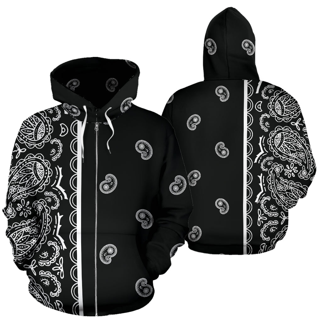 black bandana zip hoodie