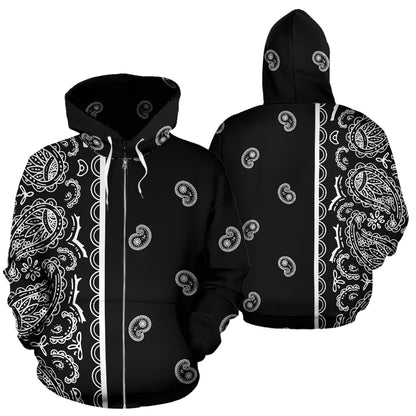 black bandana zip hoodie