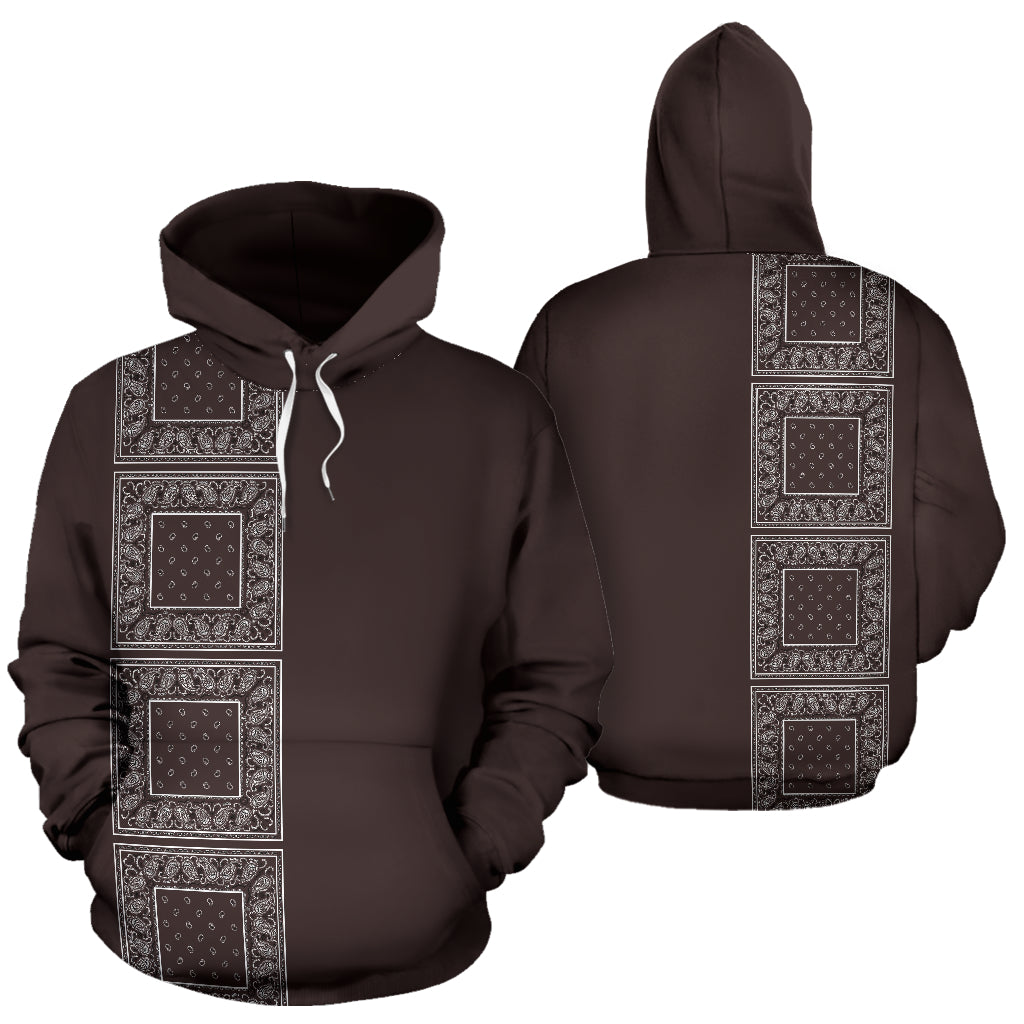 brown bandana asymmetrical hoodie