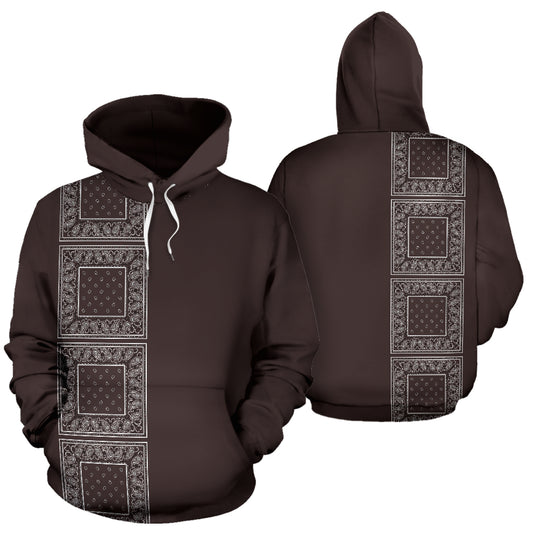 brown bandana asymmetrical hoodie