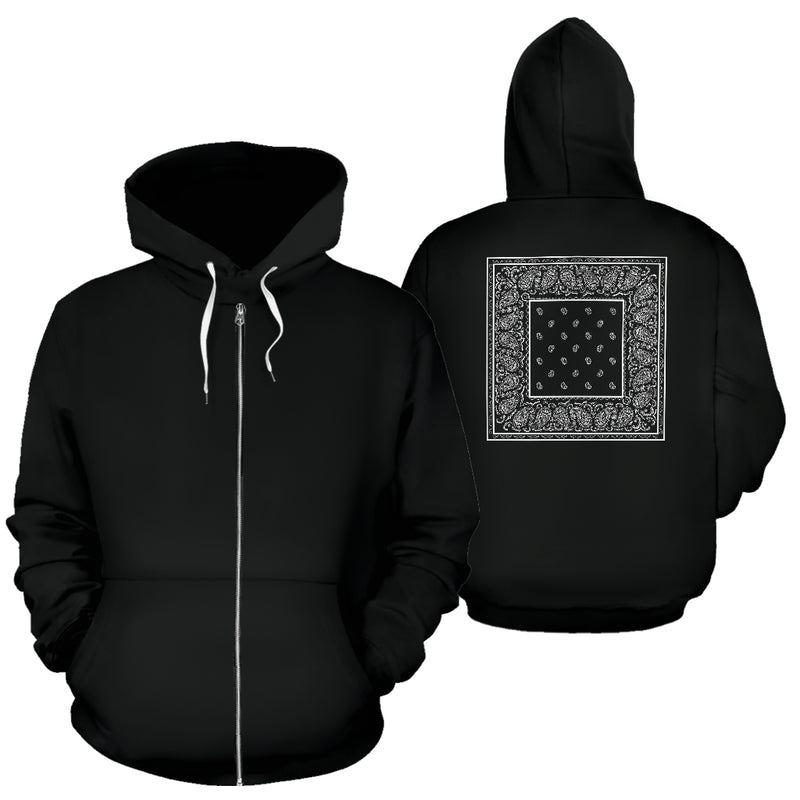 black bandana zip hoodies