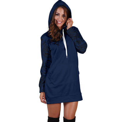 blue and black bandana hoodie dress