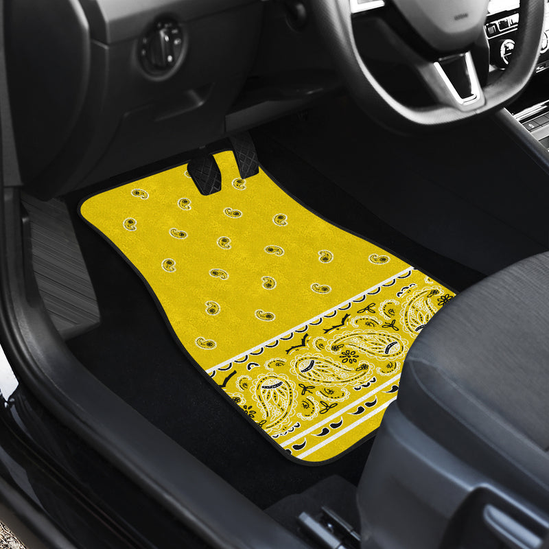 Dual Sunshine Yellow Bandana Car Mats - Fancy