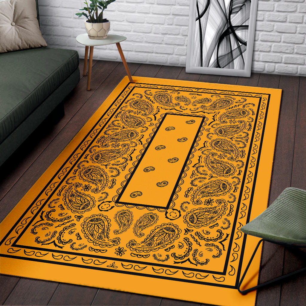 gold bandana throw rug