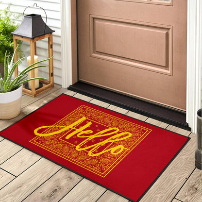 Red and Gold Bandana Door Mats