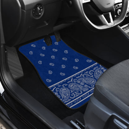 Dual Blue and Gray Bandana Car Mats - Fancy
