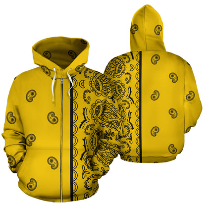 gold and black bandana zip hoodies