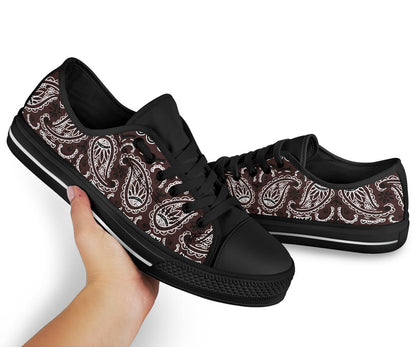 Canvas Low Top Sneakers - Coffee Brown Paisley