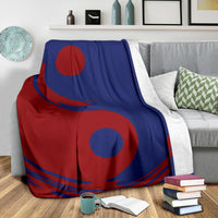 Red and Blue Ying Yang Throw Blanket