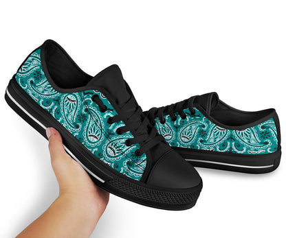Canvas Low Top Sneakers - Bandanda Style Teal