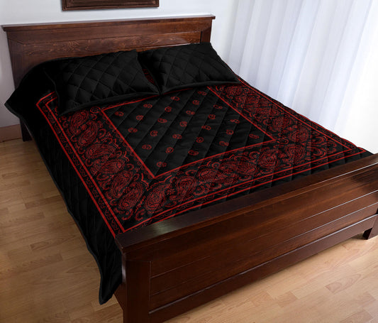 black and red bandana quilt set