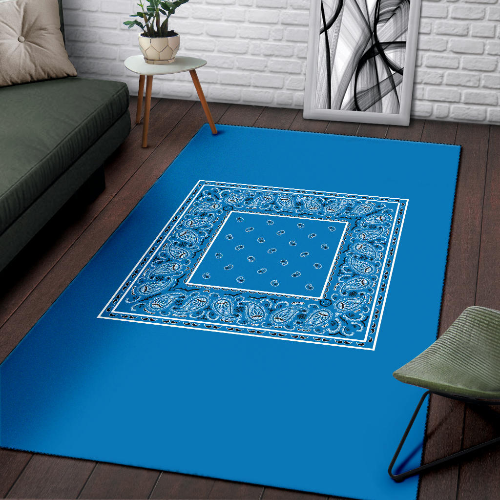 Sky Blue Bandana Area Rugs - Minimal