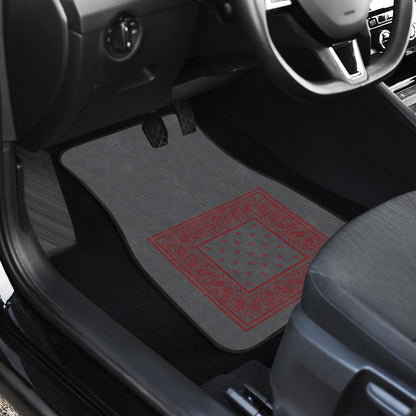 Dual Gray and Red Bandana Car Mats - Minimal