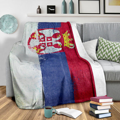 Serbian Flag Fleece Throw Blanket