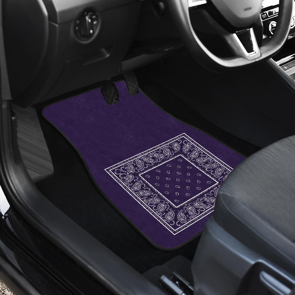 Dual Royal Purple Bandana Car Mats - Minimal