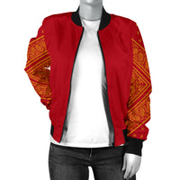 red and yellow bandana jacket for women
