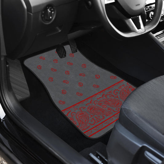 Dual Gray and Red Bandana Car Mats - Fancy