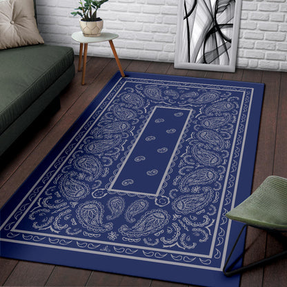 Blue and Gray Bandana Area Rugs - Fitted