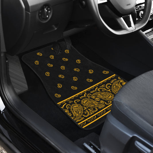 Dual Black Gold Bandana Car Mats - Fancy