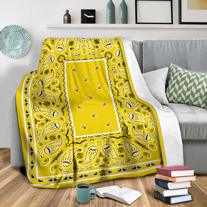 Yellow Bandana Fleece Throw Blanket