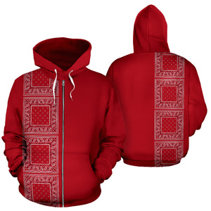 red bandana zip up hoodies