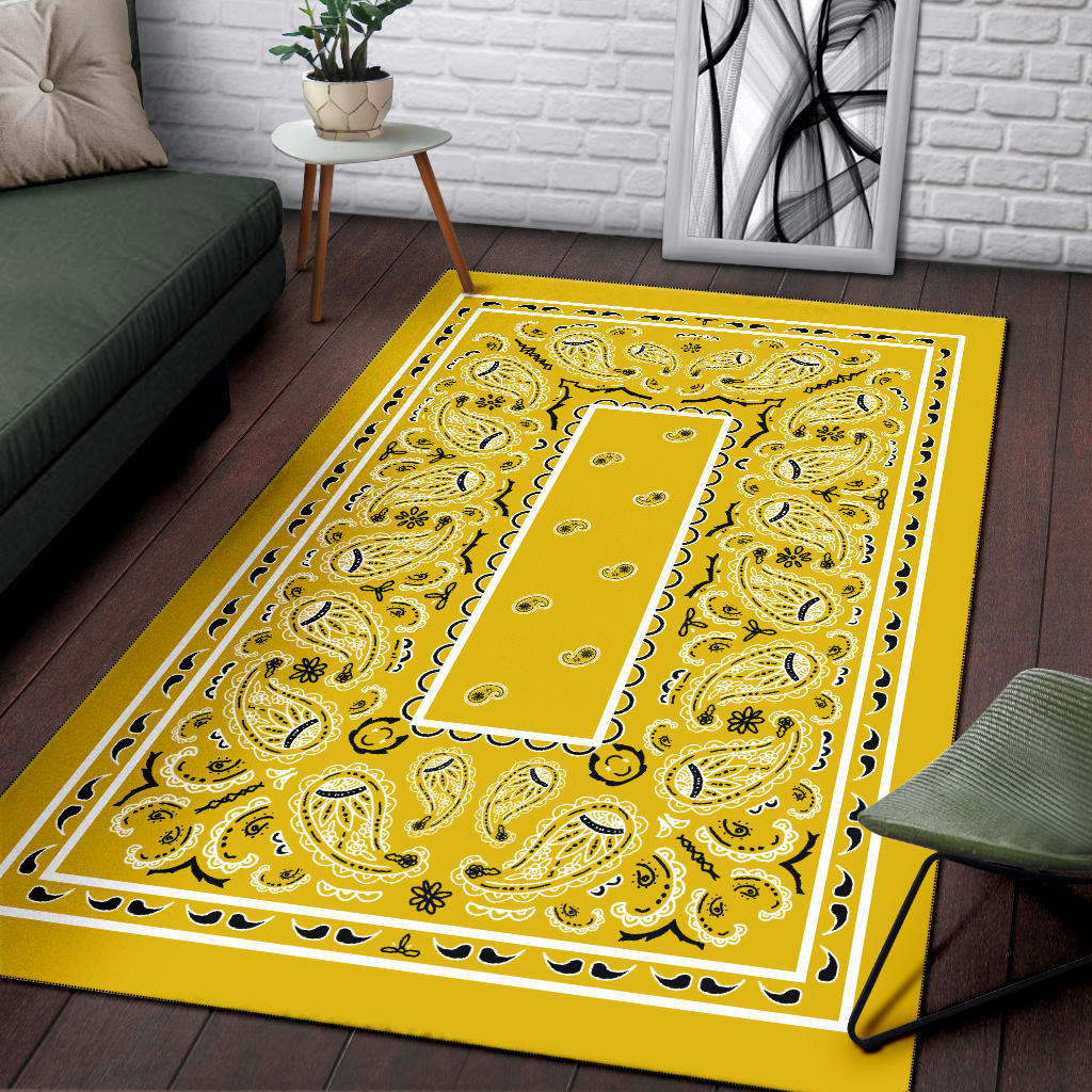 Sunshine Yellow Bandana Area Rugs - Fitted