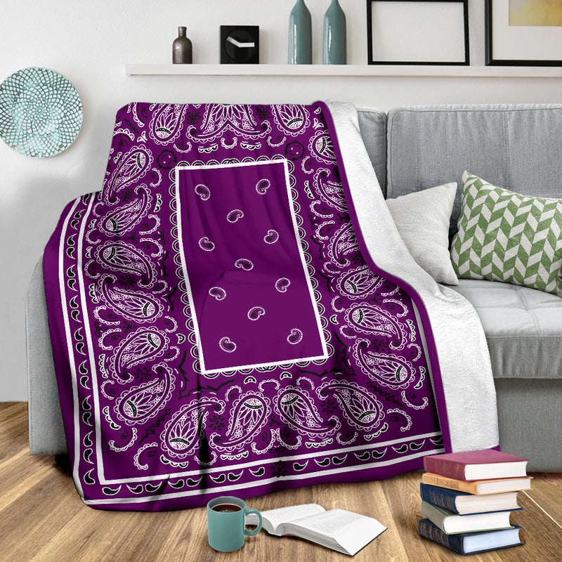 Purple Bandana Fleece Throw Blanket