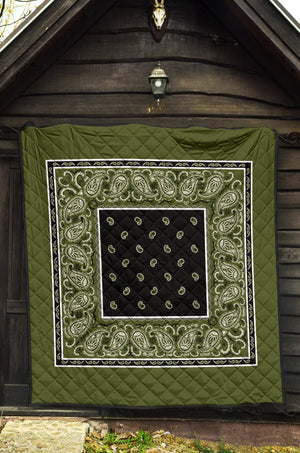 Quilt - Army Green and Black Bandana Quilt