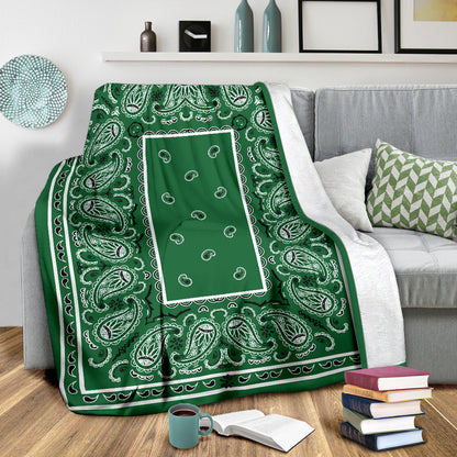 Green Bandana Fleece Throw Blanket