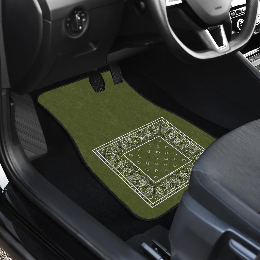Quad Army Green Bandana Car Mats - Minimal