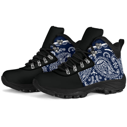 Navy Blue and White Bandana Alpine Boots
