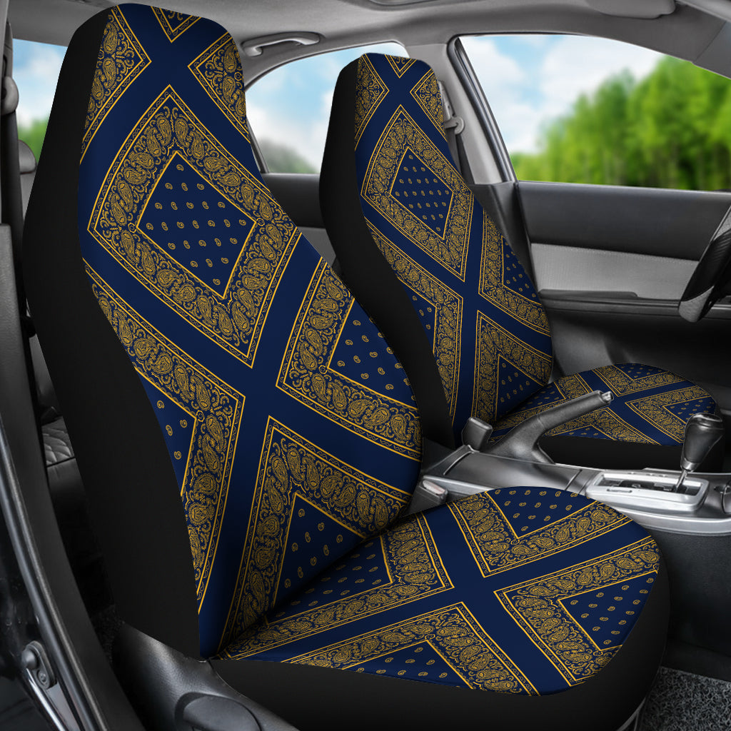 Navy and Gold Bandana Car Seat Covers
