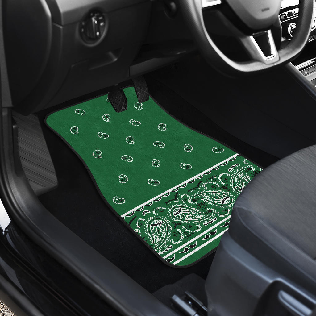 Quad Classic Green Bandana Car Mats - Fancy