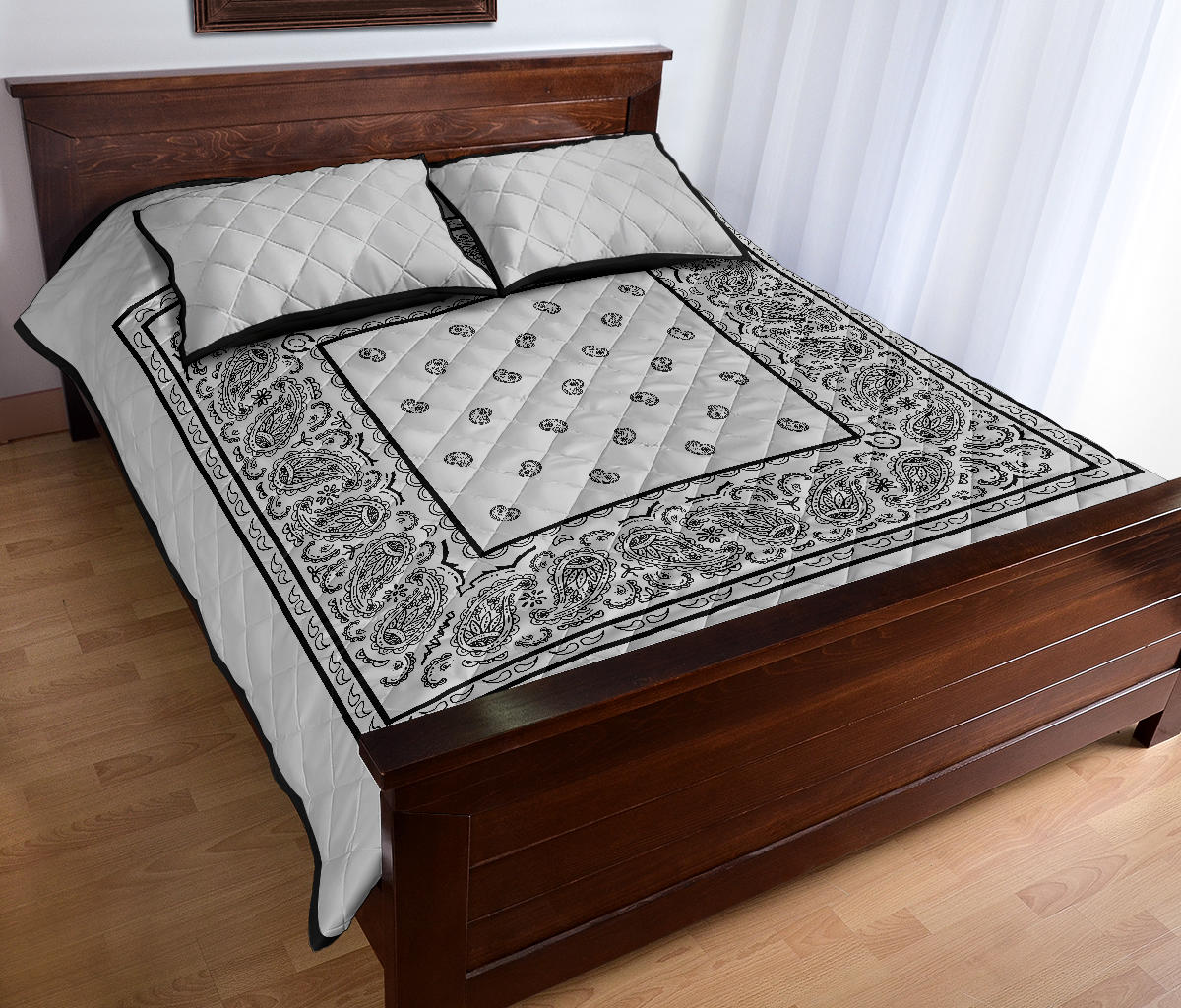 Quilt Set - Silver Gray Bandana Quilt w/Shams