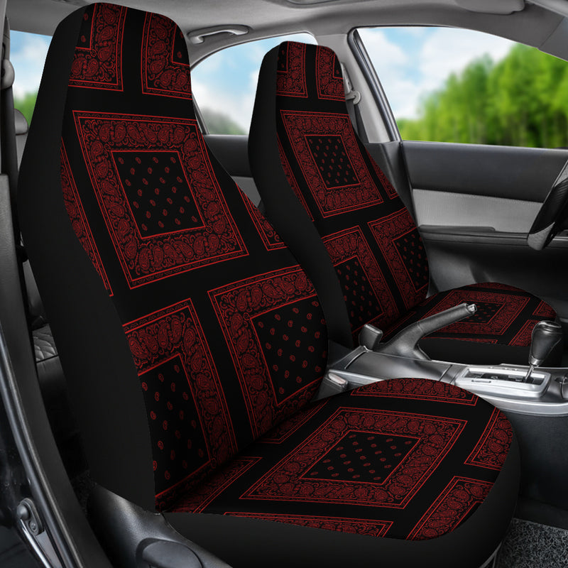 Black and Red Bandana Car Seat Covers - Patch
