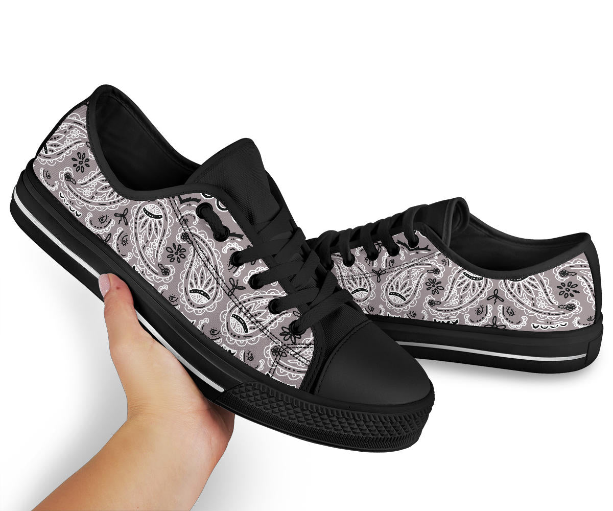 Canvas Low Top Sneakers - Bandana Style Classic Gray