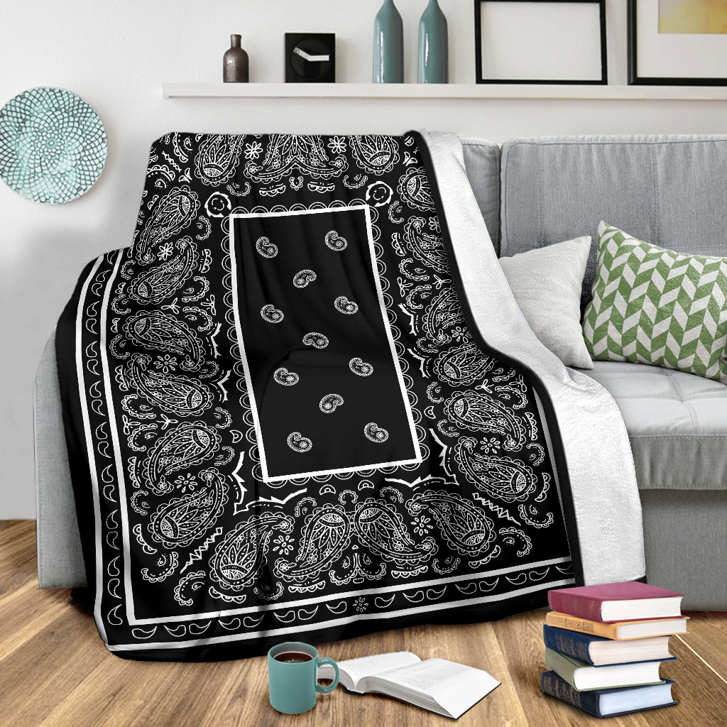 Black Bandana Throw Blanket