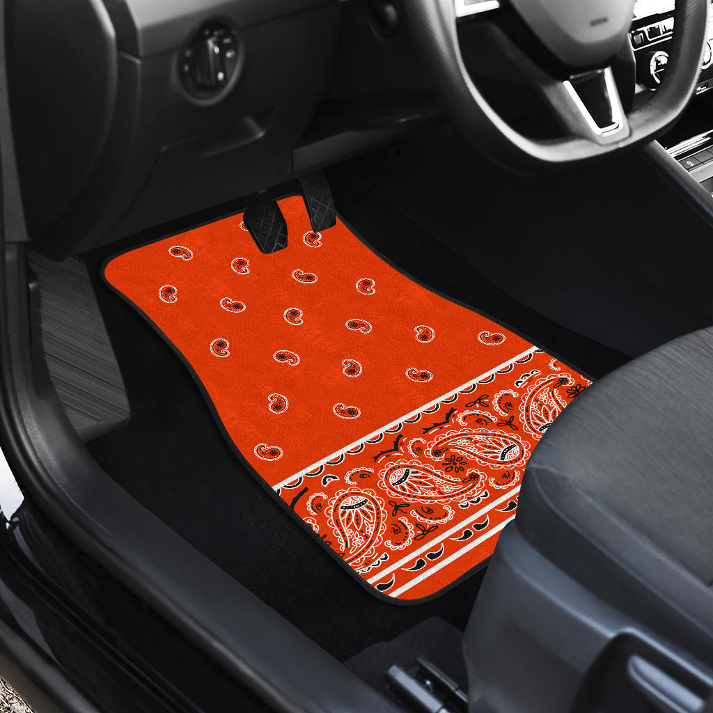 Quad Perfect Orange Bandana Car Mats - Fancy