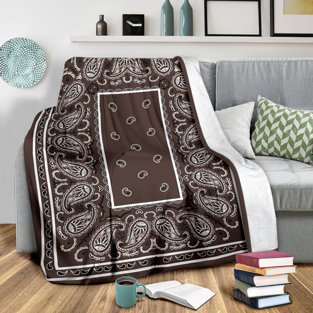 Fleece Brown Bandana Throw Blanket