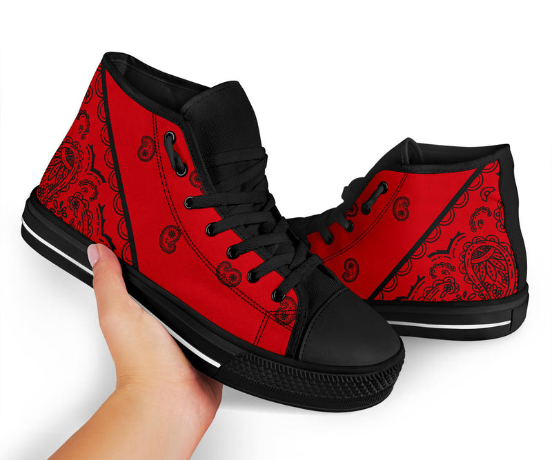 Red and Black Bandana High Top Sneakers